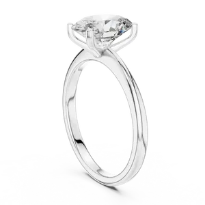 Elegante Anillo de Compromiso con Diamante Ovalado Cultivado en Laboratorio de 2 Quilates, Solitario de Cuatro Puntas con Delicado Tallo, Joyería de Oro Personalizada - Product Image 2