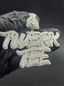 Pendentif personnalisé « TWERK TEE » serti de diamants Moissanite, collier Hip Hop, bijoux brillants, cadeau pour homme et femme - Product Image 3