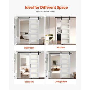 Kit Hardware per Porta Scorrevole in Vetro con Pannello MDF ad Alta Resistenza 30 x 84 Pollici, Impermeabile in PVC, Facile Installazione per Soggiorno - Product Image 6