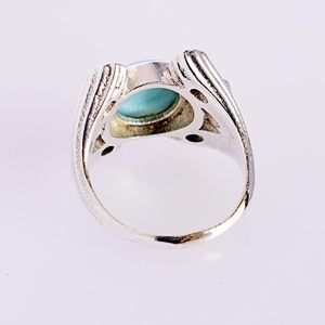 <b>Crown</b> Shape S925 Sterling Silver <b>Ring</b> With Blue Larimar & Kyanite Bezel Set Bohemia Style Gemstone <b>Ring</b> For Women Everyday Wear - Product Image 3
