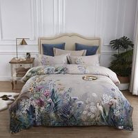 Parure de lit de luxe personnalisable en gros, motif floral classique, 10 pièces, 400 fils, 100 % polyester, avec housse de couette matelassée