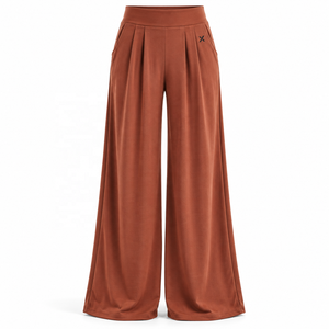 Pantalons de loisirs à jambes larges et palazzo pour femmes |   Vert Bleu Kaki Noir Brun |   Fabricant de vêtements de sport |   OEM ODM |   Logo personnalisé | - Product Image 1