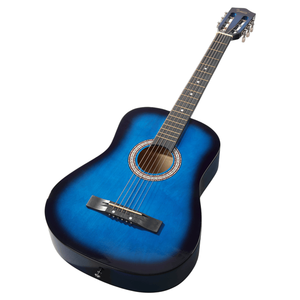 Guitare acoustique bleue de 38 pouces avec plectres, cordes, capo, étui, sangle de réglage - Product Image 2
