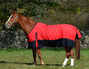 Manta para Caballo Roja y Negra de Nailon Impermeable, Lona Ecuestre para Protección del Caballo - Product Image 5