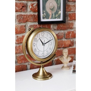 Reloj de Escritorio de Latón, Diseño Circular Tradicional, Movimiento de Cuarzo, Funciona con Batería, Visualización de Hora con Agujas - Product Image 6