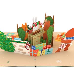 Tarjeta de Navidad con diseño de fiesta de té, tarjeta emergente con temática invernal, tarjetas de felicitación 3D, tarjeta emergente 3D con sobre, tarjeta de felicitación, manualidades de papel 3D - Product Image 3