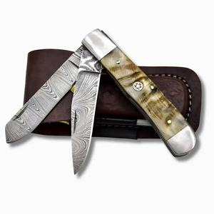 Cuchillo de Bolsillo Jexmoo OEM Hecho a Mano de Acero de Damasco Multifuncional de 7 Pulgadas, Grado Industrial, con Funda de Cuero, para Regalo de Aniversario - Product Image 5