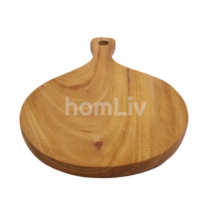 Planche à découper décorative en bois d'acajou naturel fait main, plateau rond en bois massif durable pour servir le fromage et couper les légumes - Product Image 2