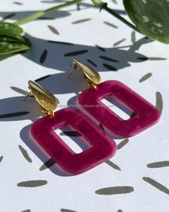 Pendientes de gota de moda elegante para mujer con colgante cuadrado colorido joyería de diseño Acrílico - Product Image 6