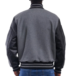 Money Conversations Blouson universitaire noir et crème pour homme avec logo brodé, style streetwear, pour l'automne, 100% coton, Survêtements pour homme - Product Image 5
