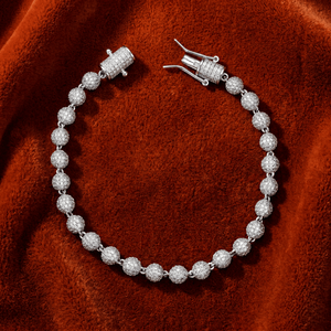 สร้อยข้อมือประดับมอยส์ซาไนต์สีเงิน ดีไซน์หรูหราคล้ายเพชร สร้อยข้อมือแบบลูกปัด โซ่เส้นเล็ก สำหรับผู้หญิงและผู้ชาย - Product Image 1
