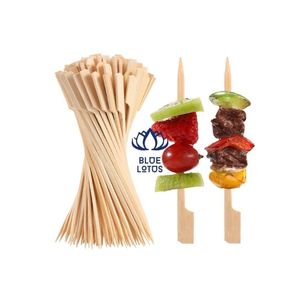 Bestselling BLUE LOTUS 25cm Long Fruit Sticks Grilled Bamboo Skewers <b>Disposable</b> Portable Small Package Custom Logo BBQ Tool Set - Product Image 1