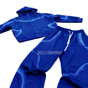 Conjunto Deportivo Azul para Hombre, Sudadera con Cierre Completo y Pantalones Jogger, Estilo Casual Holgado, Ropa Deportiva Urbana - Product Image 2