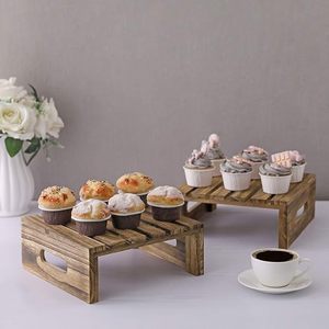 Soporte Rústico de Madera Quemada Marrón para Tartas, Exhibidor de Postres de Madera, Soporte Elevador para Cupcakes, Decoración para Fiestas - Product Image 2