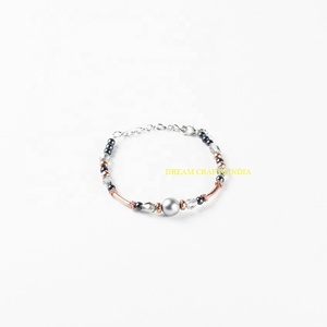 2023 Cooper Stone Beaded Bracelet 100% Hecho a mano Ajustable Tamaño libre Ónix Ágata Cobre Hallazgos de joyería Gran idea de regalo - Product Image 3