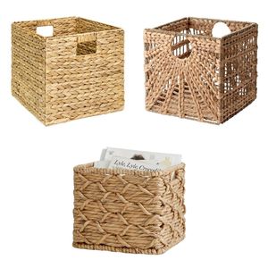 Boîte de rangement SHELF CUBE en jonc de mer et jacinthe, pour l'organisation domestique, avec poignées découpées, option pliable - Product Image 2
