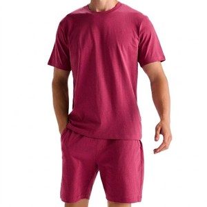 New Custom <b>Men's</b> Dark <b>Pink</b> T <b>Shirt</b> And Shorts Set Casual Summer Two Piece Lounge Outfit Soft Cotton Crew Neck Activewear - Product Image 4