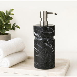 Dispensador de jabón de mármol negro Marquina natural de lujo con bomba de acero inoxidable, botella para jabón líquido y loción para manos, para hotel y hogar. - Product Image 6