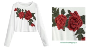 T-shirt manches longues pour filles, vêtements hip-hop ajusté et sexy, style occidental, tenue hip-hop, respirant, haut court avec appliques brodées, offre spéciale - Product Image 5