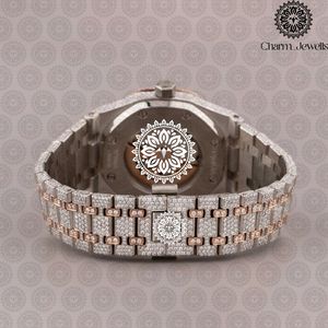 Montre de luxe Charm Jewells en acier inoxydable, boîtier de 40 mm, cadran en verre, mouvement mécanique analogique, bracelet tendance pour homme, date automatique, étanche - Product Image 4