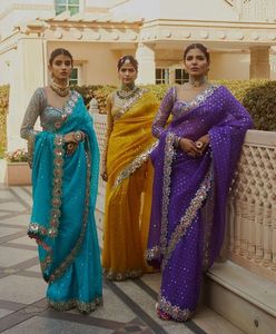 Sari Indio de Última Moda, Exclusivo y de Primera Calidad, en Georgette Suave con Bordado y Lentejuelas, para Bodas, Fiestas y Eventos Festivos, Atuendo Elegante para Mujer, Envío Rápido - Product Image 1