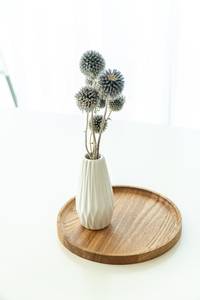 Plateau de service en bois de chêne fait main : Assiette ronde en bois, Décoration de bureau - Product Image 6