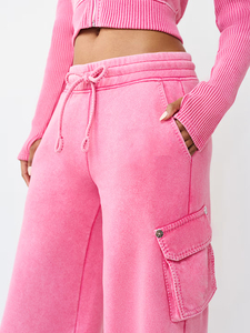 Pantalon cargo en jean délavé léger et respirant pour femme, taille haute, fermeture éclair, idéal pour les activités décontractées en extérieur - Vente en gros - Product Image 6