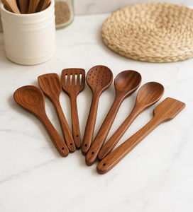 Handmade Sheesham <b>Wood</b> <b>Spoon</b> <b>Set</b> 7-Piece – Eco-Friendly Kitchen Utensils | Non-Toxic | - Product Image 1