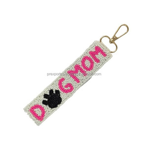 Embroidered Mom Seed Beads Keychain Wristlet Bracelet Eco-Friendly Durable Lightweight Gift Mother's Day Birthday Bag Charm Love - Product Image 3