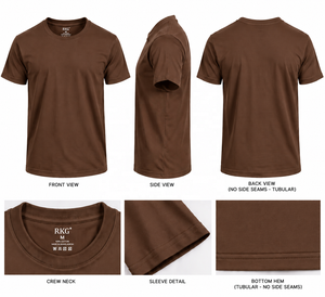 T-shirt tubulaire 100 % coton pour homme, col rond, manches courtes, couleur marron - Product Image 1