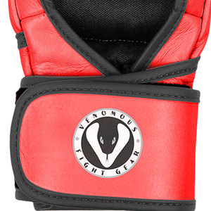 Guantes de MMA Venomous Red Viper de Cuero con Palma Abierta, Correa Ajustable para la Muñeca, Unisex, para Entrenamiento y Combate, Muay Thai - Product Image 5