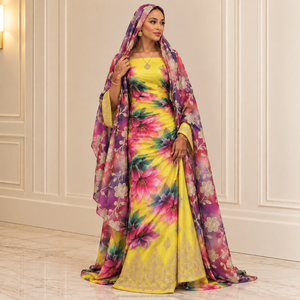 Tissu de robe en soie 100% tissé jacquard Dirac, motif somalien traditionnel complexe, pour tenue de mariage et de fête pour femmes - Product Image 2