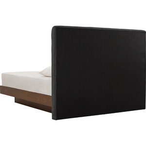 Cadre de lit rembourré moderne, lit plateforme en bois, tête de lit en tissu, mobilier de chambre pour hôtel et villa - Product Image 4