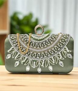 กระเป๋าคลัทช์งานแต่งงานสำหรับสุภาพสตรี  งานแฮนด์เมด  ประดับคริสตัลเพชร  กระเป๋าถือสำหรับงานเลี้ยงอาหารค่ำ  ปักลูกปัด - Product Image 3