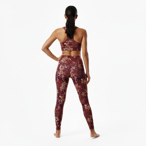 Conjunto de Yoga de Lujo con Textura de Panal de Abeja y Estampado Floral, 2 Piezas, Leggings de Cintura Alta Anticelulíticos con Bolsillo Lateral y Ropa Deportiva - Product Image 3