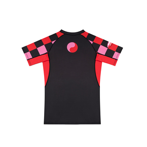 Saqbandco Rashguard noir à manches courtes, manches à carreaux, logo frontal, UPF50+, antibactérien, écologique, respirant, séchage rapide - Product Image 6