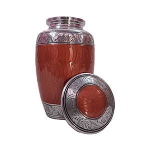 Urna Funeraria de Aluminio Art Deco para Cenizas Humanas, Diseño Ovalado Hecho a Mano Ecológico para Exhibición Funeraria - Product Image 1