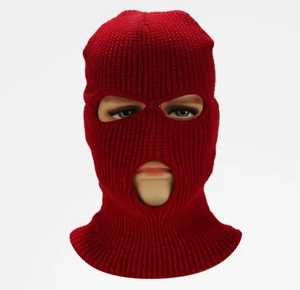 Balaclava tricotée à 3 trous pour l'hiver, masque de ski intégral pour sports de plein air, bonnet chaud - Product Image 1