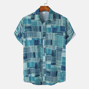 2026 New Men's Summer Short Sleeve <b>Shirt</b> Vintage <b>Patchwork</b> Printed Button Down T-<b>Shirt</b> Hawaii Fashion Comfortable Lapel <b>Shirt</b> - Product Image 4