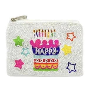 Porte-monnaie artisanal perlé motif fruit d'oranger, pochette blanche perlée avec feuille verte, petit portefeuille zippé, artisanat mignon pour cadeau - Product Image 1
