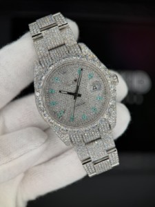 นาฬิกาเพชร Ice Look Jewelry รุ่น Unisex ขนาด 41 มม. ตัวเรือนสแตนเลส กระจกแซฟไฟร์ ระบบอนาล็อก เครื่องกล หรูหรา แฟชั่น ประดับด้วยโมอิสซาไนต์ - Product Image 1