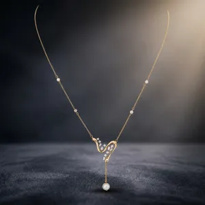 Collar de Novia de Oro Rosa de 14K con Diamante Cultivado en Laboratorio de 0.34 Ct, Corte Brillante, Certificado IGI, Joyería Fina de Lujo, 4.39g - Product Image 1