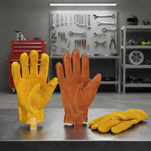 Gants de travail en cuir pour conducteurs, gants de conducteur en cuir de chèvre, gants de soudage TIG en cuir pleine fleur de vache - Product Image 5