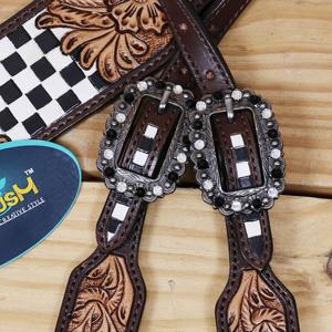 Selle de cheval en cuir véritable pour Barrel Racing Western, taille 14-18', avec têtière, collier de poitrail et rênes assortis, en acier inoxydable D44 durable - Product Image 5