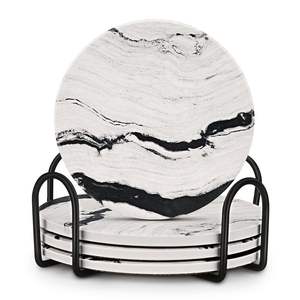 Ensemble de sous-verres en marbre massif avec support de rangement assorti pour organiser soigneusement les sous-verres lorsqu'ils ne sont pas utilisés et sur les comptoirs - Product Image 6