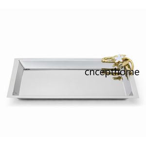 Bandeja de Servicio de Metal de Aluminio Hecha a Mano, Fabricante de Bandejas de Servicio de Alimentos de Metal con Acabado Plateado Brillante - Product Image 3
