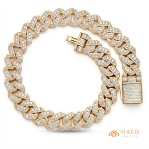 สร้อยคอโมอิสซาไนต์ชุบทอง 18K แบบ Cuban Link ดีไซน์ทันสมัยสำหรับผู้หญิงและผู้ชาย สไตล์นิวยอร์ก สร้อยคอแฟชั่นแบบโซ่เส้นเล็ก - Product Image 1