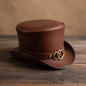 Chapeau en cuir élégant, parfait pour les tenues décontractées stylées, les festivals, les rassemblements en plein air et les accessoires de mode. - Product Image 1