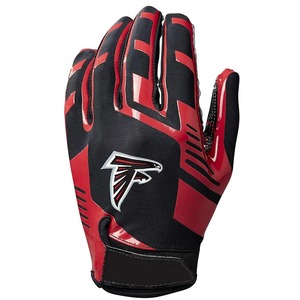 Gants de football des Falcons d'Atlanta, à doigts complets, imprimés numériquement, fermeture à boucle, en cuir véritable, protection UV, équipement sportif unisexe - Product Image 1
