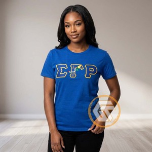 T-shirt en jersey de coton écologique de haute qualité Sigma Gamma Rho pour femmes, vêtements de sororité personnalisables, respirant, anti-UV, séchage rapide - Product Image 3